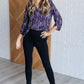 Lizzy Top in Violet and Black Multi Stroke