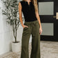 Lounge Line Wide Leg Sweats in Dark Olive