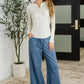 Lounge Line Wide Leg Sweats in Dusty Blue