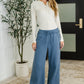 Lounge Line Wide Leg Sweats in Dusty Blue