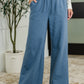 Lounge Line Wide Leg Sweats in Dusty Blue