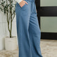 Lounge Line Wide Leg Sweats in Dusty Blue