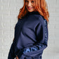 Lysa Satin Stripe Pullover in Smoky Navy