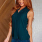 Matter of Fact Pleat Front Sleeveless Blouse in Sea Green