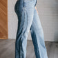 Melia High Rise Side Seam Detail Wide Leg Jeans