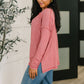 Mellow Mood Heathered Pullover in Dark Red