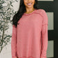 Mellow Mood Heathered Pullover in Dark Red