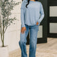 Mellow Mood Heathered Pullover in Dusty Blue