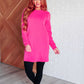 Milan Travel Shift Dress in Hot Pink