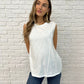 New Normal Pleat Detail Sleeveless Top in White