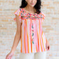 Orange Blossoms Flutter Sleeve Blouse