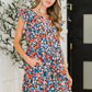 Petal to the Metal Flutter Sleeve Dress in Navy/Coral