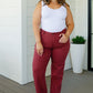 Phoebe High Rise Front Seam Straight Jeans in Burgundy