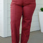 Phoebe High Rise Front Seam Straight Jeans in Burgundy