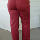 Phoebe High Rise Front Seam Straight Jeans in Burgundy