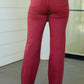 Phoebe High Rise Front Seam Straight Jeans in Burgundy