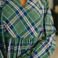 Plaid Perspective Split Neck Long Sleeve Dress
