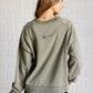 Quick Fix Mineral Wash Crew Neck Pullover in Army Green