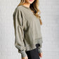 Quick Fix Mineral Wash Crew Neck Pullover in Army Green