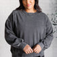 Quick Fix Mineral Wash Crew Neck Pullover in Black