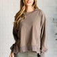 Quick Fix Mineral Wash Crew Neck Pullover in Mocha