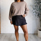 Quick Fix Mineral Wash Crew Neck Pullover in Mocha