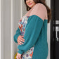 Retro and Ribbed Floral Color Block Top