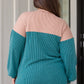 Retro and Ribbed Floral Color Block Top