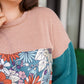 Retro and Ribbed Floral Color Block Top