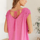 Ruched Cap Sleeve Top in Magenta