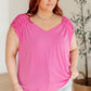 Ruched Cap Sleeve Top in Magenta