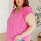 Ruched Cap Sleeve Top in Magenta