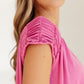 Ruched Cap Sleeve Top in Magenta