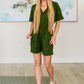 Short Sleeve V-Neck Romper in Army Green