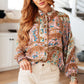 Show and Tell Mixed Print Peasant Blouse