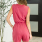 Sleeveless V-Neck Romper in Rose
