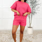 Slow Sunday Ribbed Knit Set in Hot Pink