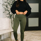 Sunday Splits High Waisted Leggings in Dark Olive