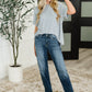 Sunday's Bestie Mineral Wash Top in Light Grey