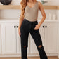 Susannah High Rise Rigid Magic 90's Distressed Straight Jeans in Black