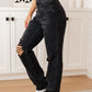 Susannah High Rise Rigid Magic 90's Distressed Straight Jeans in Black