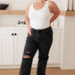 Susannah High Rise Rigid Magic 90's Distressed Straight Jeans in Black