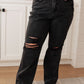 Susannah High Rise Rigid Magic 90's Distressed Straight Jeans in Black