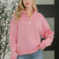 Sweater Weather Half Zip High Neck Pullover in Dark Pink
