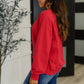 Sweet with a Side Eye Drop Shoulder Pullover in True Red