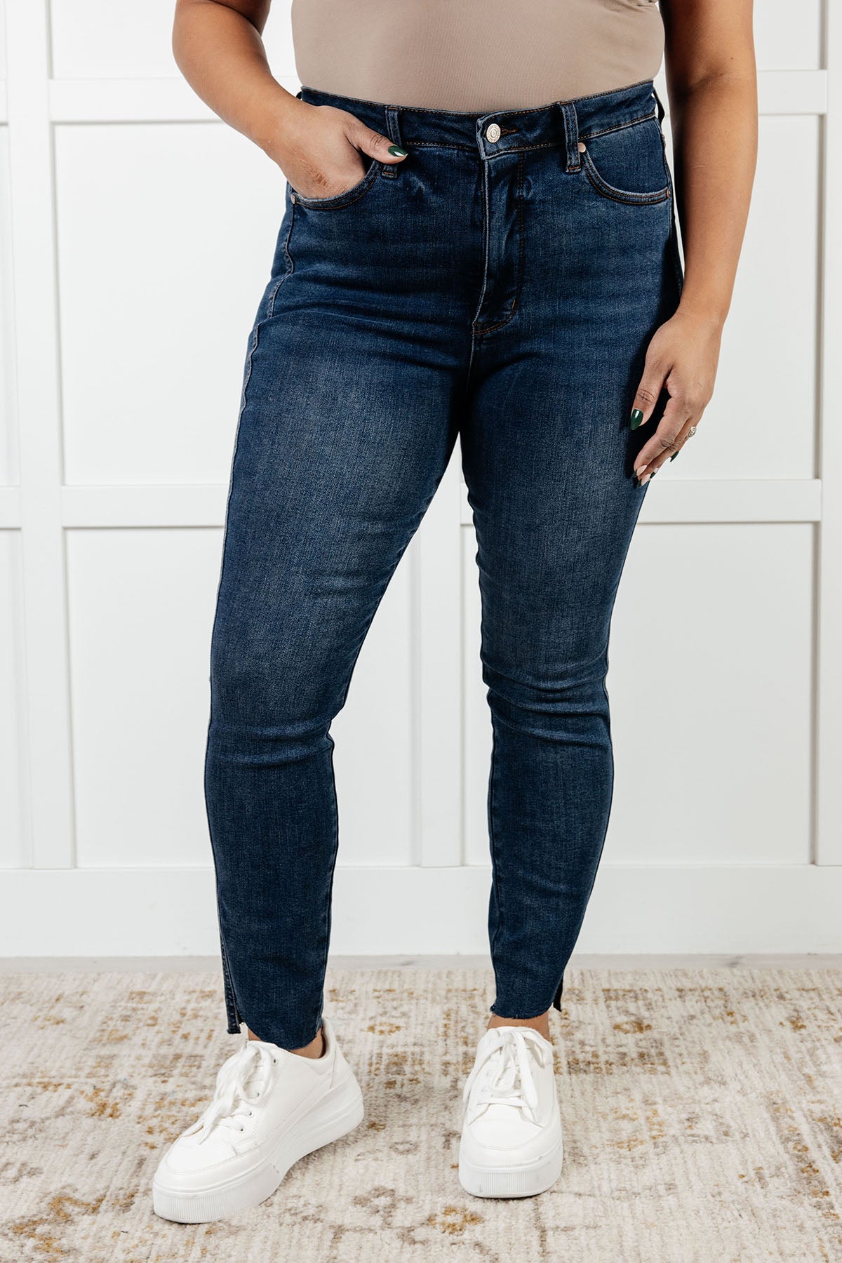 Tessa High Rise Control Top Step Hem Skinny Jeans