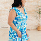 The Sun's Been Quite Kind V-Neck Dress in Blue