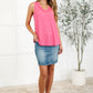 Thread Lightly Ribbed Knit Tank in Strawberry Pink