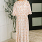 Tropical Print Gauze Kimono with Elastic Waist Tie in Milk Tea