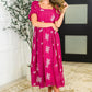 Twirl in Bloom Square Neck Dress in Hot Pink